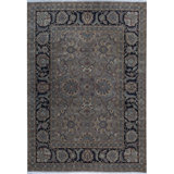 Crown Wool Oriental Area Rug in Ivory/Black