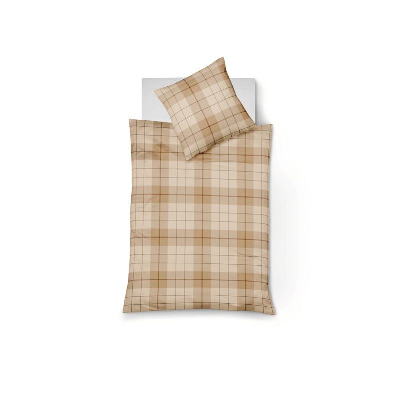 Lech Reversible Duvet Cover Set, Single - 1 Pillowcase (80 x 80 cm), Caramel