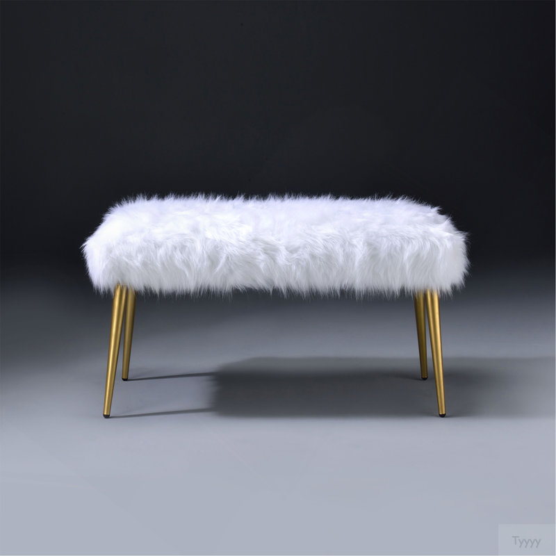 Banc blanc et doré avec pieds droits