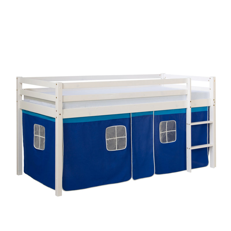 Amie European Single (90 X 200Cm) Solid Wood Low Loft Bed by Zoomie Kids, Blue