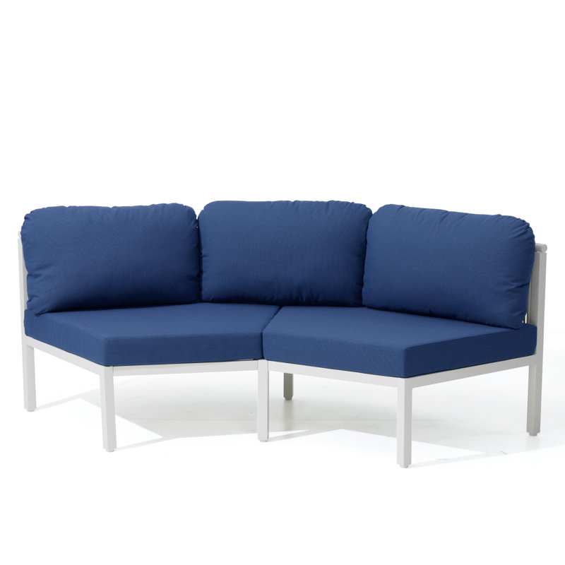  2 - Person Aluminum Outdoor Patio Sectional Sofa Set, 2 Person, Navy Blue