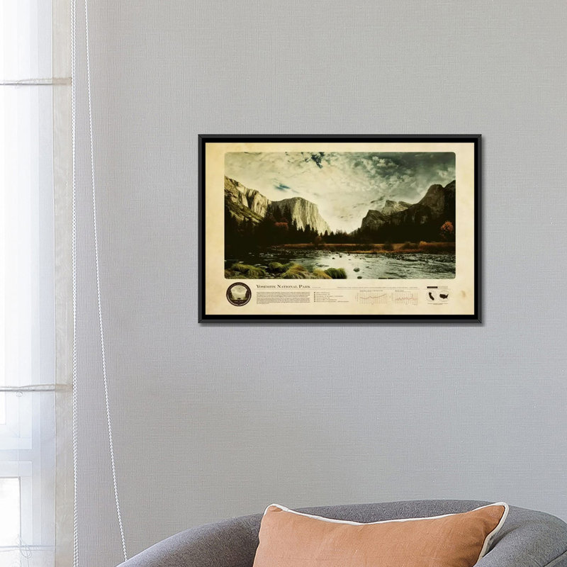 « yosemite national park », reproduction d’impression sur toile, H 18 po x l 26 po x P 1,5 po, Toile avec cadre noir