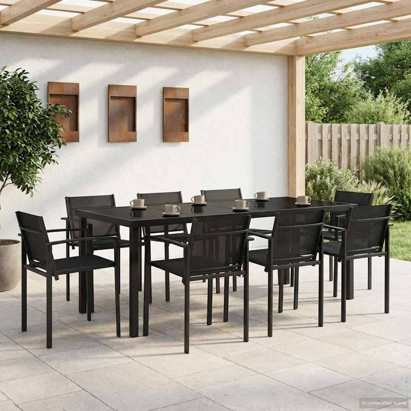 Patio Dining Set Table,, 73 cm H x 200 cm W x 80 cm D, 6