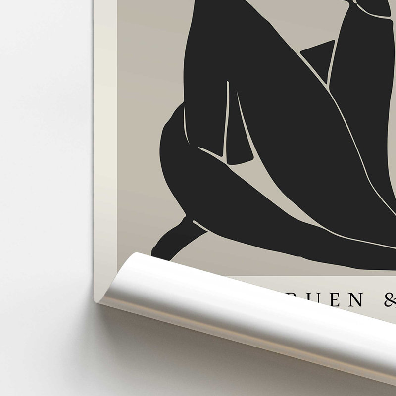 Matisse's Nude II en noir roulé, H 14 po x l 11 po x P 0,1 po, Ne s'applique pas, Impression sans cadre