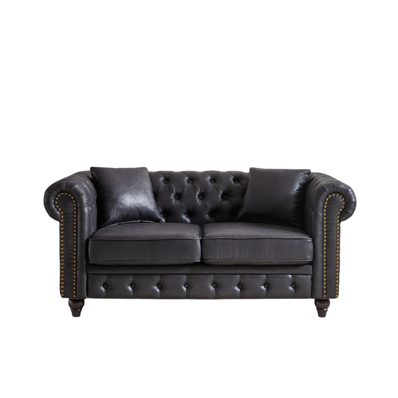 Canapé Chesterfield de 63,5 po Modern Modern, H 28,292 po x l 63,532 po x P 32,281 po, Noir