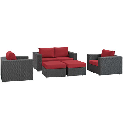 Stopover 5 Piece Outdoor Patio Sunbrella Sectional Set