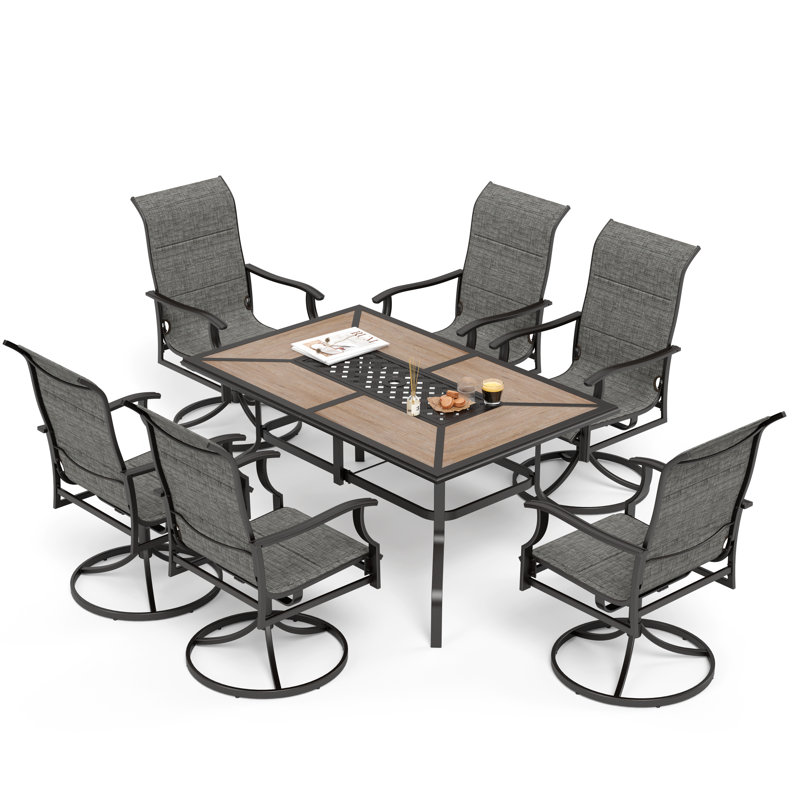 Alyah 6 - Person Patio Dining Set with Rectangular Table