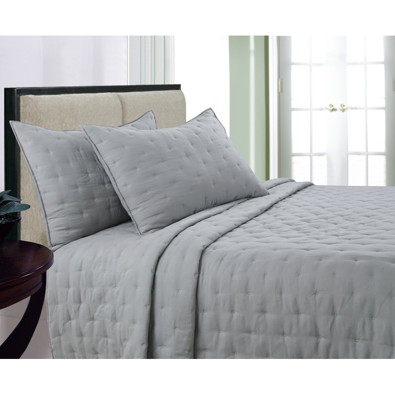 Embarcadero Polyester Quilt, Twin Quilt + 1 Sham, Gray
