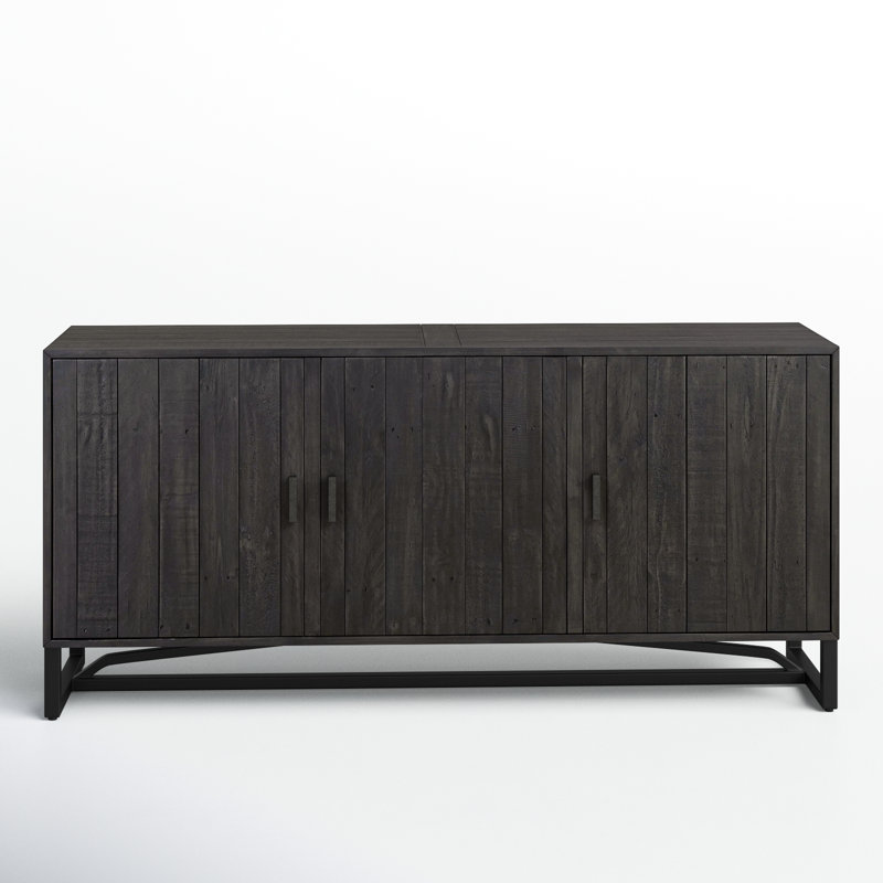 Lopez 68" Wide Pine Wood Sideboard, Black