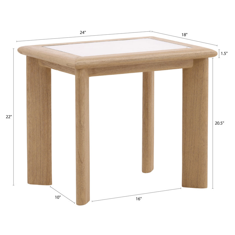 Keenan Mindi Wood End Table, Natural