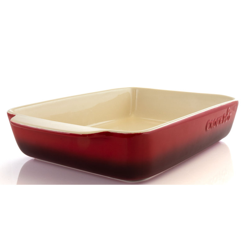 Red 4-Quart Stoneware Rectangle Baking Pan