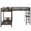 Lit superposé simple en L avec lit mezzanine simple avec bureau et tablette en L, brun