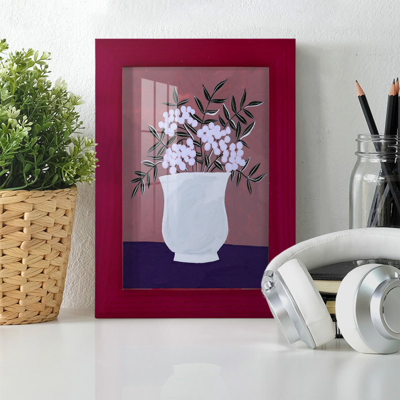 «Tree Berries I», reproduction d'art encadrée, Rouge, H 6 po x l 4 po x P 1 po