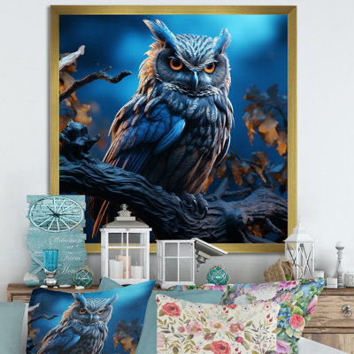 Blue Owls Moonlight Realm IV sur impression sur toile