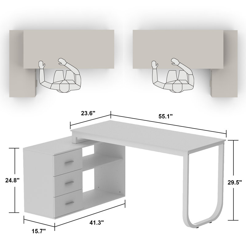 Ensemble de 2 tables réglables Verlynn, Blanc