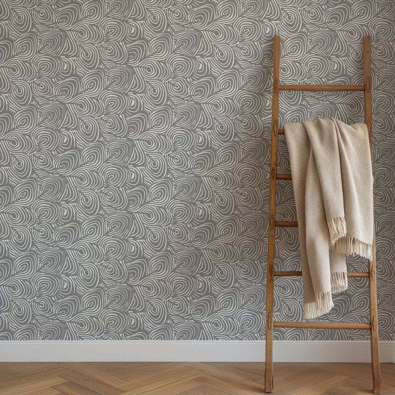 Lomé Plume 10' L x 24" W Wallpaper Roll, Charcoal, Faux Grasscloth, Non-pasted