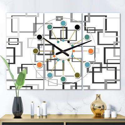 Très grande horloge murale rétro abstraite Mid-Century