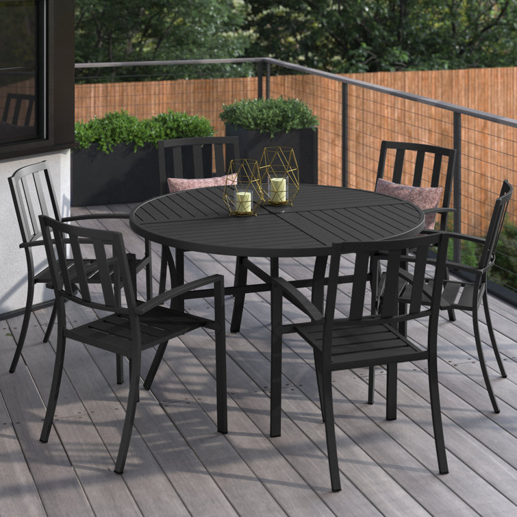 Argyri 6 - Person Metal Patio Dining Set with Round Table
