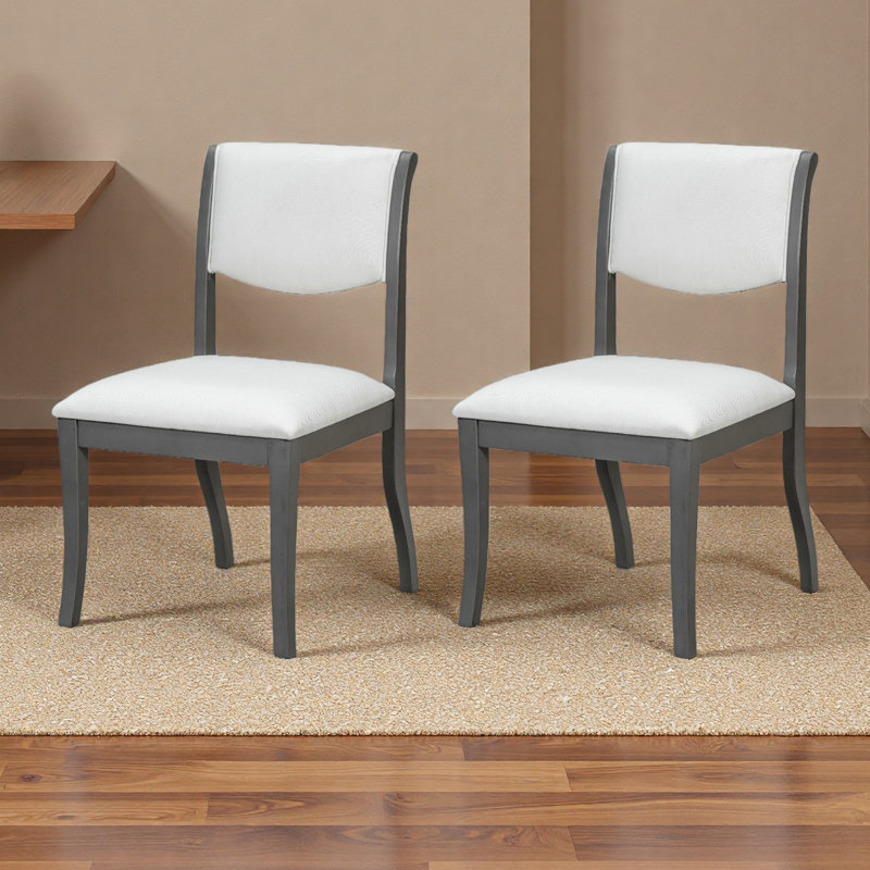 Ensemble de 2 chaises de salle à manger rembourrées - Élégantes chaises d'appoint en tissu traditionnel avec lignes courbes, structure en bois massif