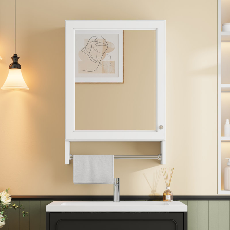  Pharmacie à fixation murale 20 po 3-en-1, rangement pour miroir avec tablette réglable et porte à fermeture en douceur, blanc