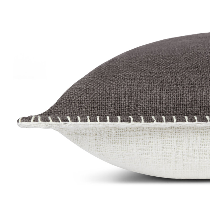Coussin Fernande, Mélange de duvet, gris, H 13 po x l 21 po x P 6 po