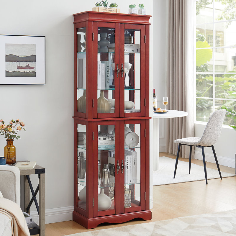 Vitrine, verre, bois, rangement pour, vin élégant, jouets et objets de collection, Brun