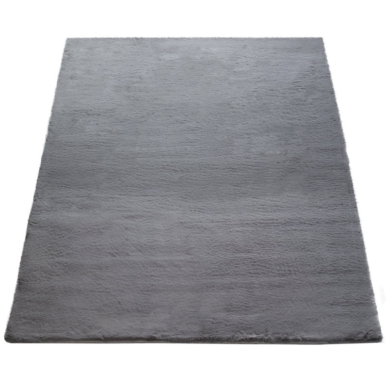 Tapis super doux moelleux à poils longs et luxueux au toucher anthracite uni, Rectangle 5 pi 3 po x 7 pi 7 po