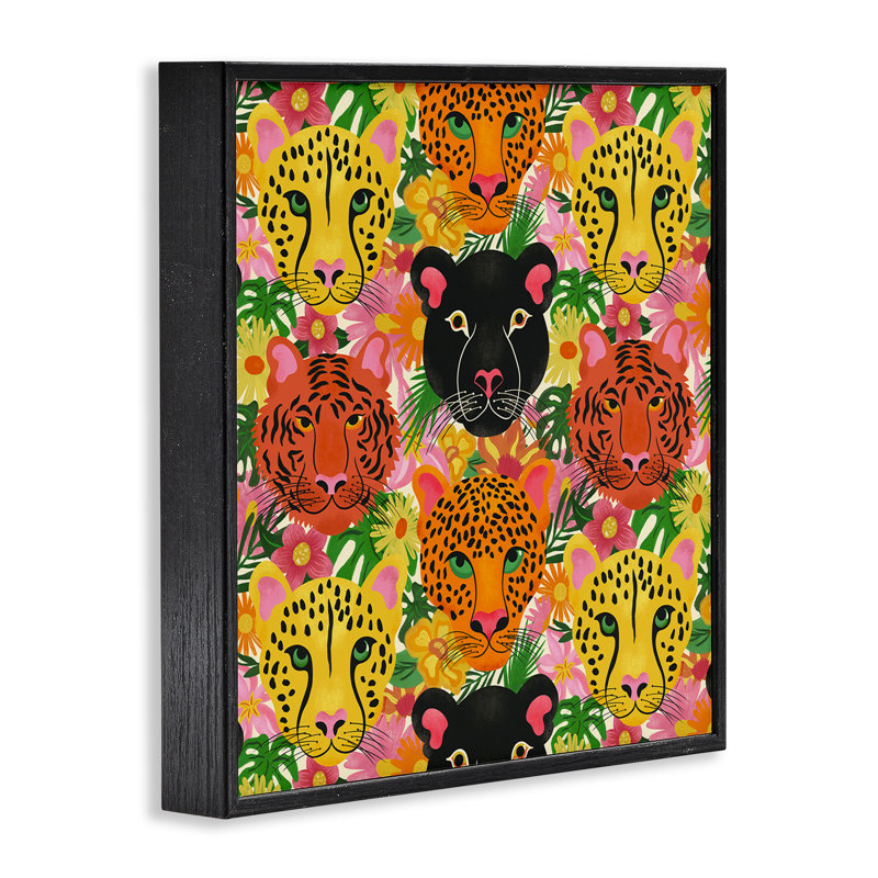 «Jungle Cats Wildlife», giclée encadrée par Carrie Cantwell, H 12 po x l 12 po, Giclée encadrée noir minuit