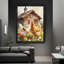 Reproduction d'art moderne sur toile encadrée moderne noir encadrée avec poules prêtes à accrocher-1893734033