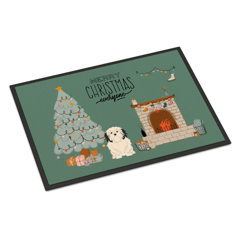Tapis d'entrée antidérapant Inniss L 27 po x l 18 po, Petit chien lion
