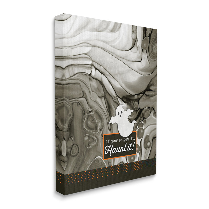 «Haunt It Witty Ghost Saying», impression sur fond marbré noir, art texturé par Deane Beesley, H 40 po x l 30 po x P 1,5 po