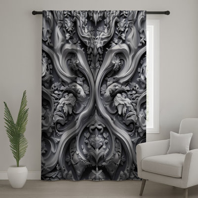 Intricate Baroque Floral Window Curtains, Baroque Sheer & Blockout Curtains - 1 Panel