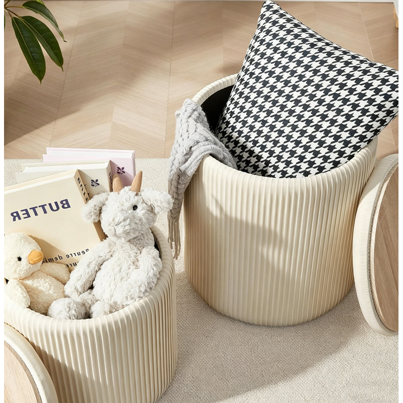 Ensemble de 2 tabourets de coiffeuse, Beige