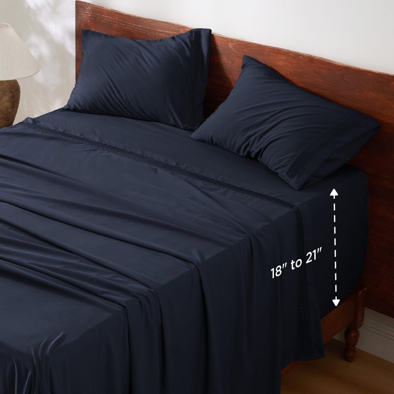 Bedsure Deep Pocket Sheet Set - Fits Mattresses Up to 21 Inches Thick -  GentleSoft Bed Sheet set, Moisture Wicking, Soft & Cooling Bed Sheet & Pillowcases, Easy & Secure Fit