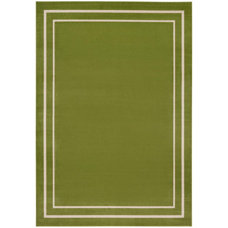 Carbie Abstract Machine Woven Chenille Indoor/Outdoor Area Rug in Green