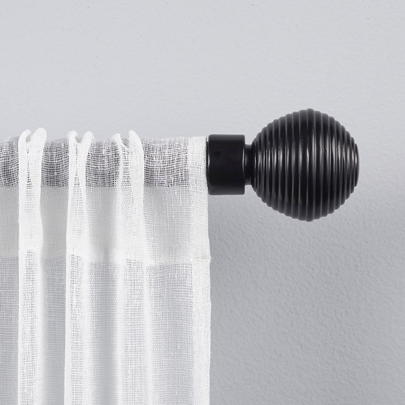 Grijalva Adjustable 1" Single Curtain Rod, 36" - 72", Black