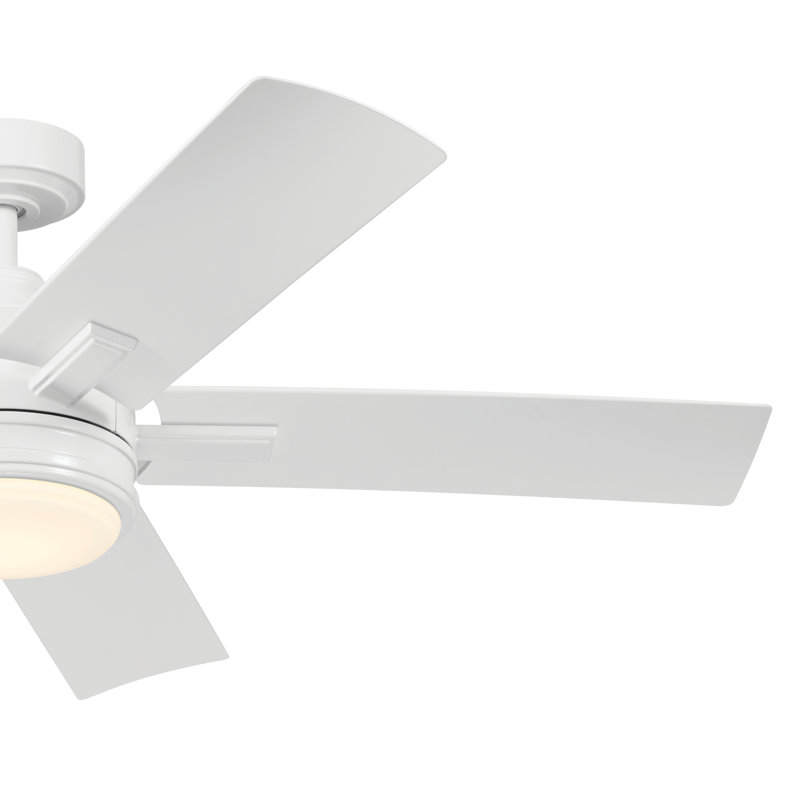 White Steel 52'' Ceiling Fan with Integrated LED Light