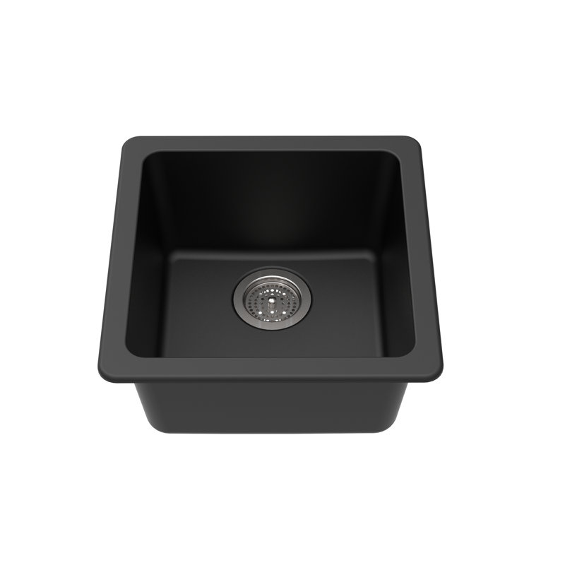 16.63'' L Single Bowl Granite Kitchen Sink, Black