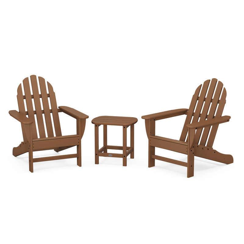 Classic Adirondack 3-Piece Set with South Beach 18" Side Table, Teak