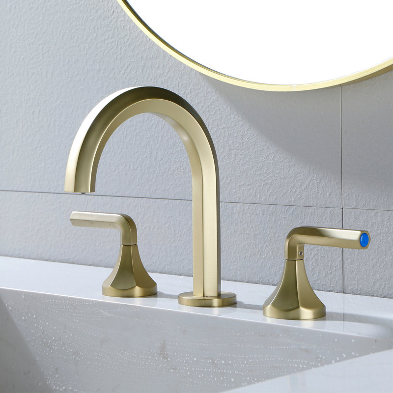 Widespread 2-handle Bathroom Faucet, Brushed Gold