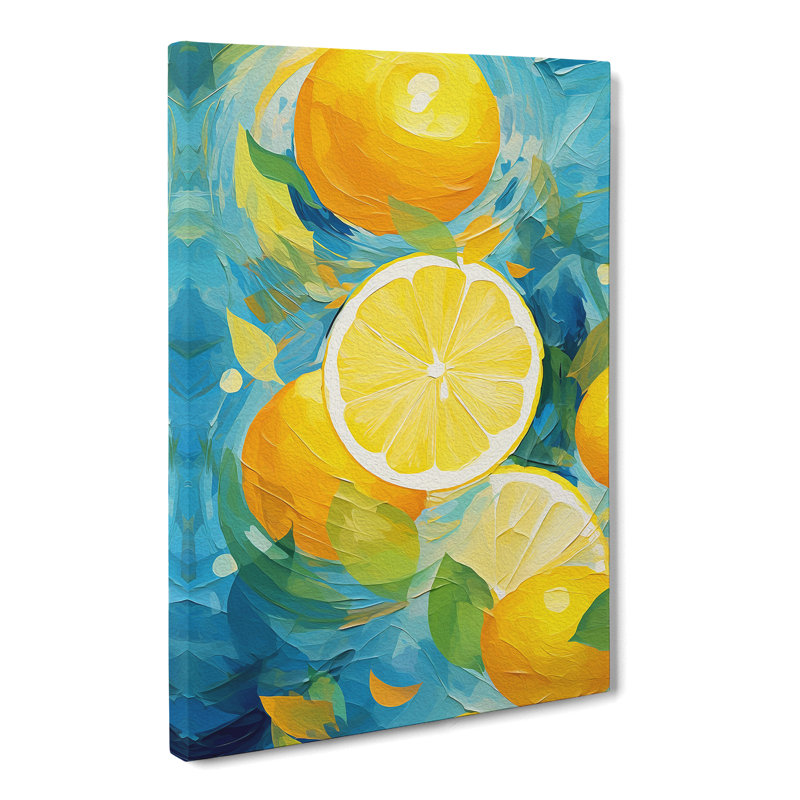 Lemon Fruit Abstract - Wrapped Canvas Print, 60cm H x 40cm W x 3cm D