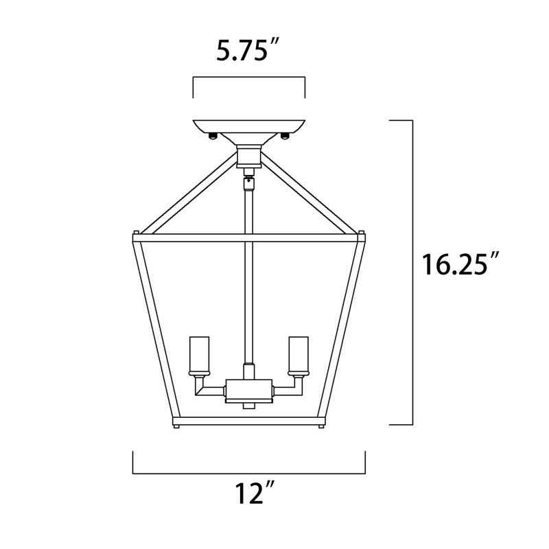 Drexil 4 -Light 12" Semi Flush Mount, Matte Black