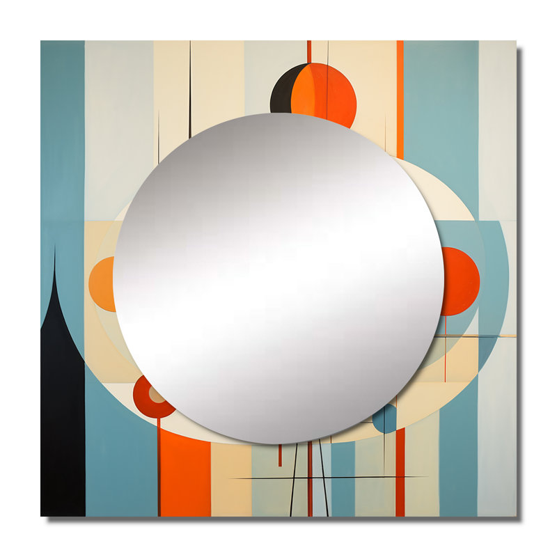 Miroir mural de salon Lerenzo - Mid-Century, 36 po x 36 po
