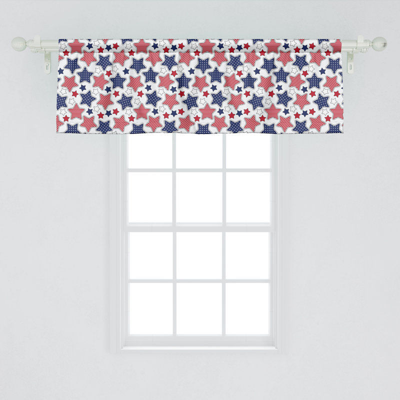 Ambesonne 4 juillet, cantonnière, paquet de 2, motif grunge, rubis, violet, bleu, blanc, L 54 po x L 12 po