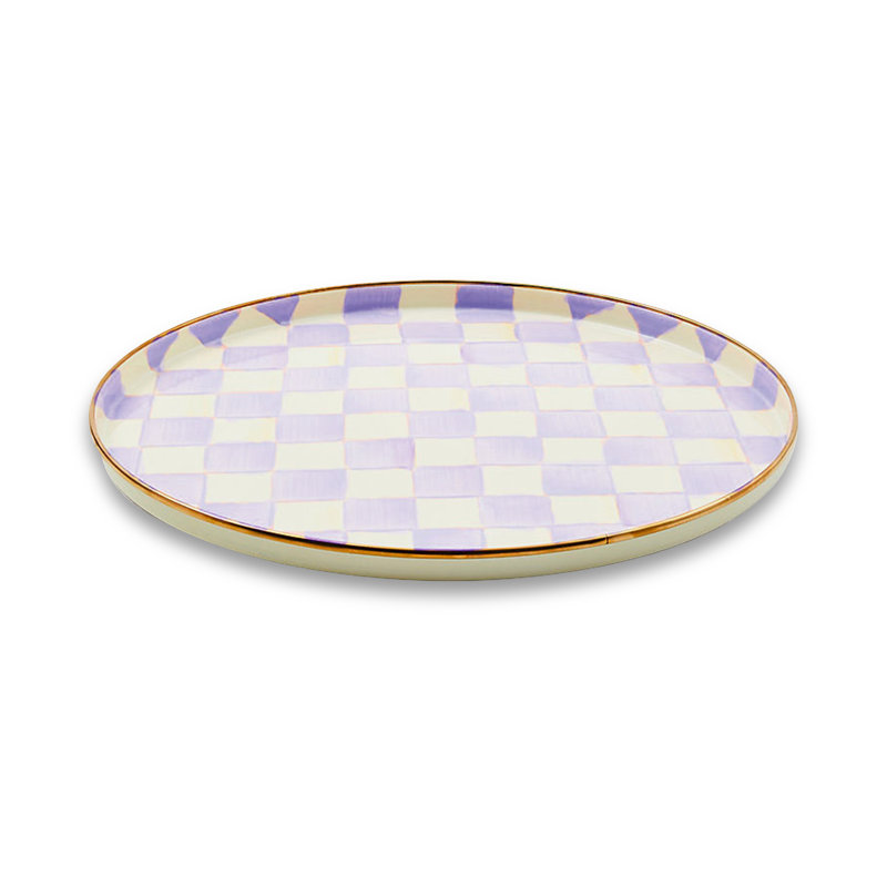 Violet Check Round Tray