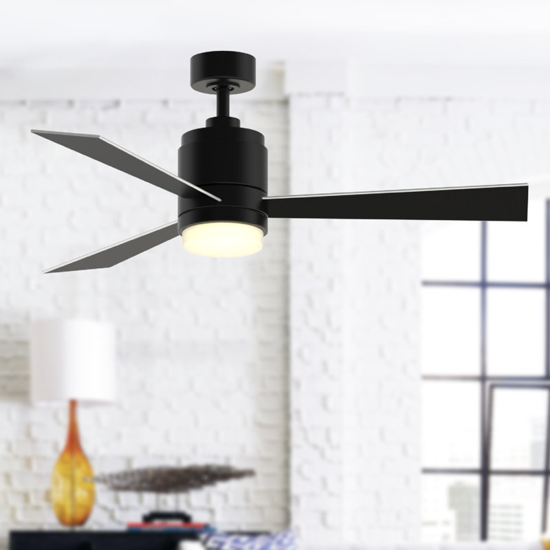 48'' Ceiling Fan with LED Lights, Black/Silver