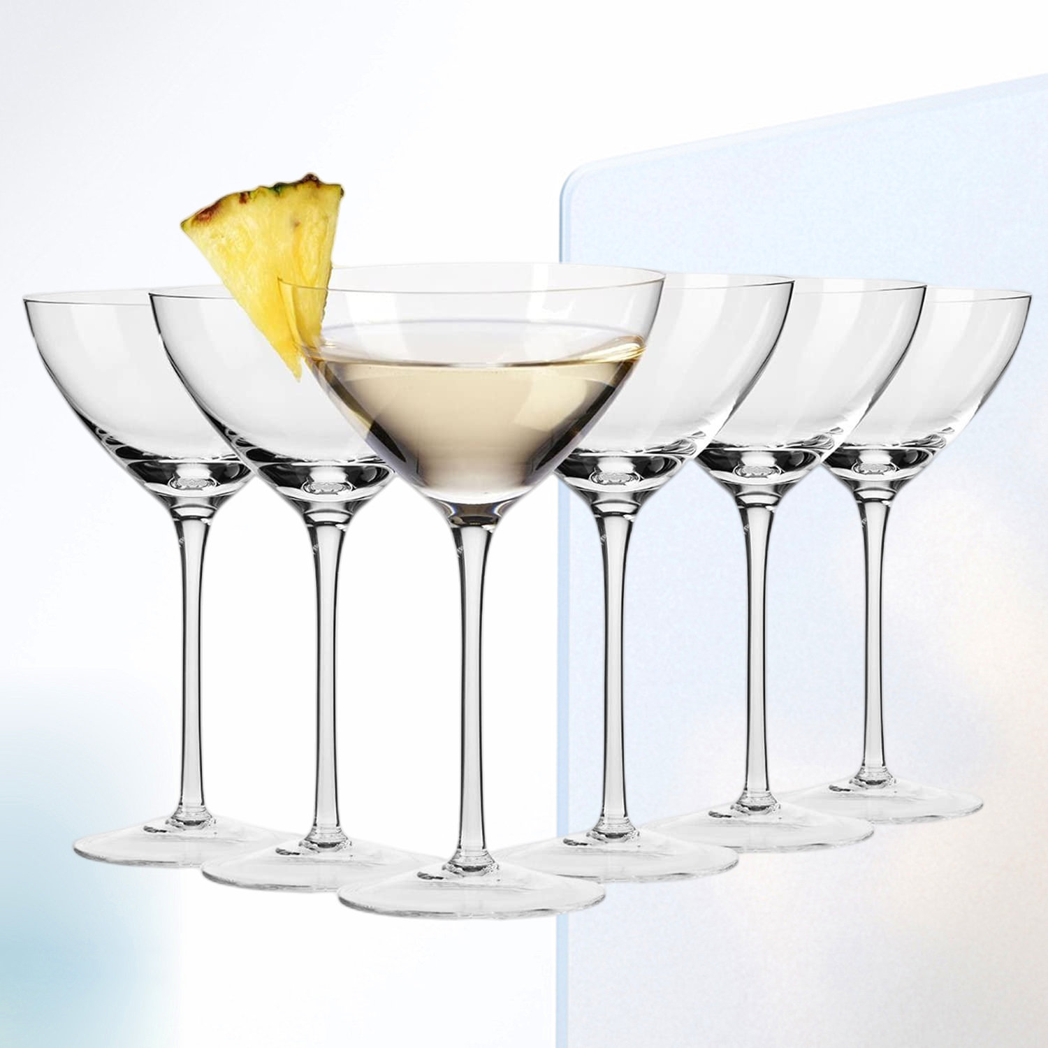 Qxttech 6 - Piece 8oz. Glass Martini Glass Glassware Set