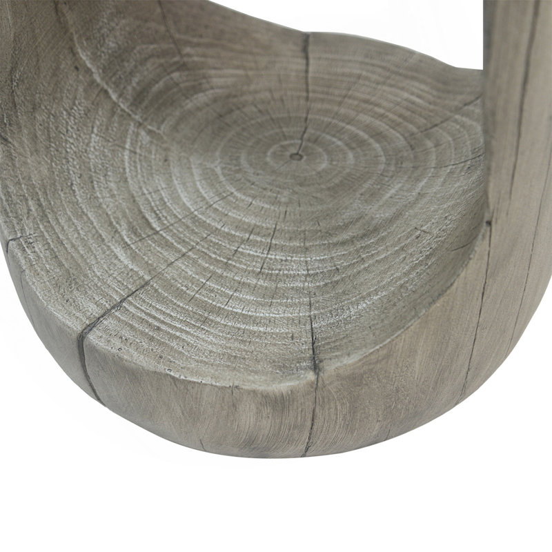 Outdoor Side Table,Hollow Design End Table,Patio Garden Stool Table,Decorative Accent Table For Patio Balcony Beach Pool Side,Lightweight Concrete,Wood Like Texture