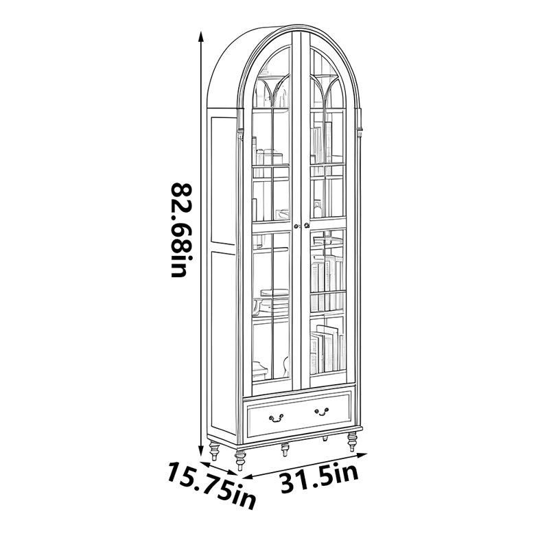 Lucille, (5 Shelves) 82.68"H x 31.5"W x 15.75"D