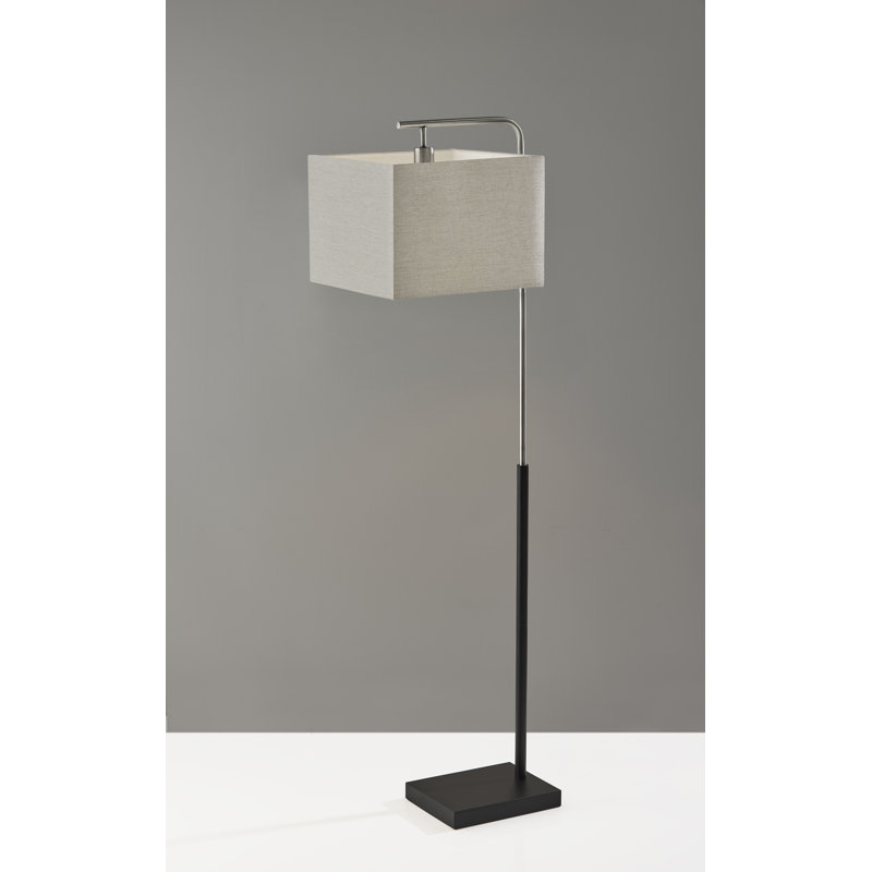 Fleetwood 60'' Traditional Floor Lamp, Light Taupe, Black/Brushed Steel